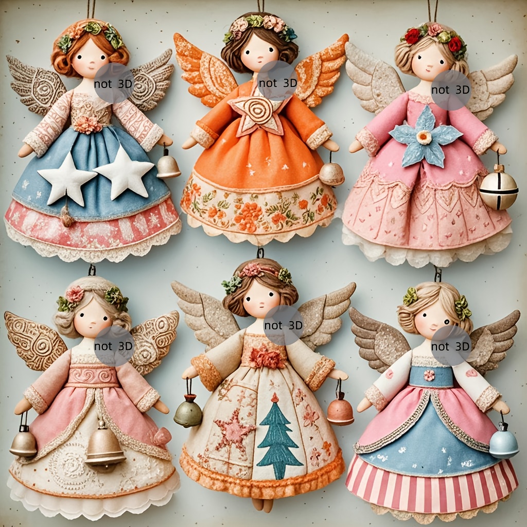 6/12Pcs 2D Flat Wooden Angel O - đánh giá và giá Vintage Collectible Dolls